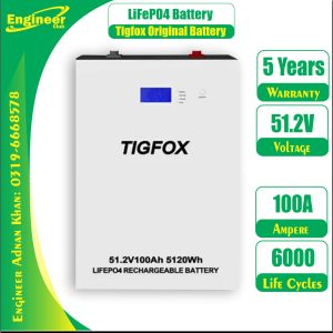 Lithium Iron phosphate Battery Price in Pakistan Tigfox 51.2 V 100Ah 6000 Cycle