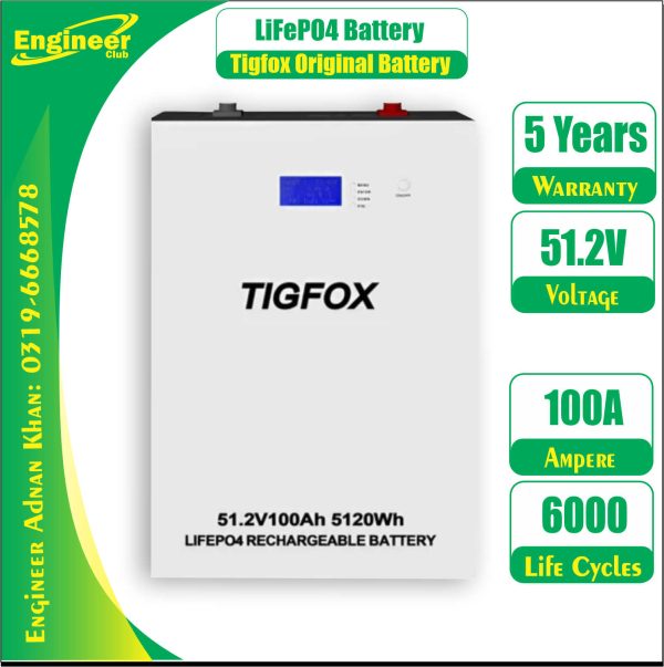 Lithium Iron phosphate Battery Price in Pakistan Tigfox 51.2 V 100Ah 6000 Cycle